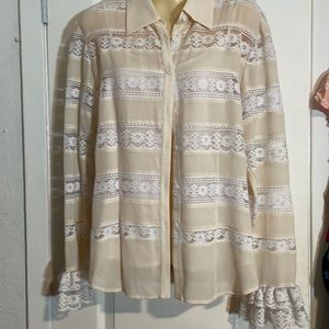 Blouse vintage silk and polyester lace size 14